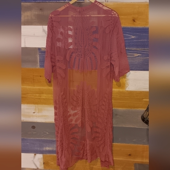 Artesia Lace Duster Cover-up Kimono M blush pink - Picture 5 of 6